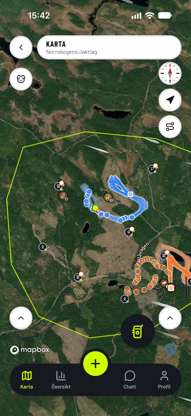 Walkie-talkie-knappen på kartan